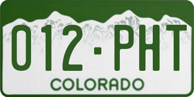 CO license plate 012PHT
