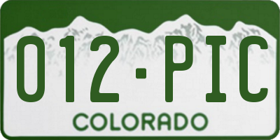 CO license plate 012PIC