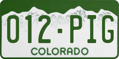 CO license plate 012PIG