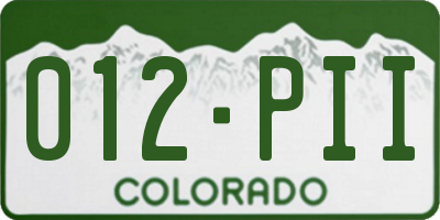 CO license plate 012PII