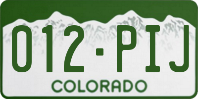 CO license plate 012PIJ