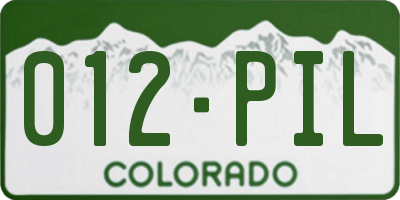 CO license plate 012PIL