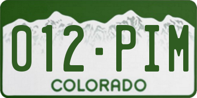 CO license plate 012PIM