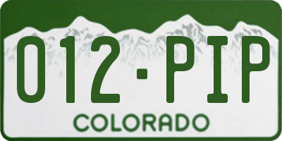 CO license plate 012PIP