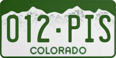 CO license plate 012PIS