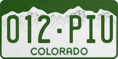 CO license plate 012PIU