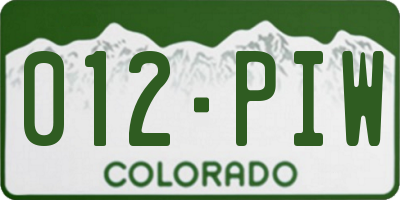 CO license plate 012PIW