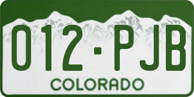CO license plate 012PJB