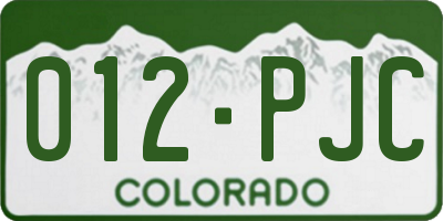 CO license plate 012PJC