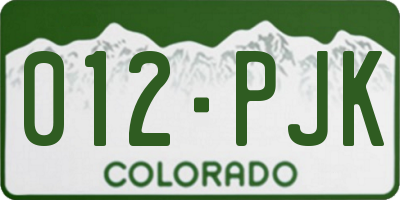 CO license plate 012PJK