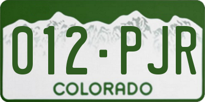 CO license plate 012PJR