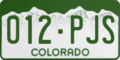 CO license plate 012PJS