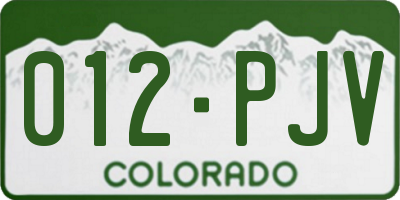CO license plate 012PJV