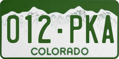 CO license plate 012PKA