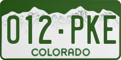 CO license plate 012PKE