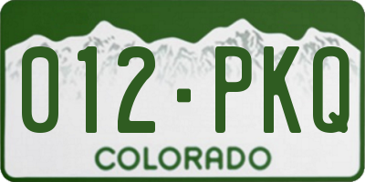 CO license plate 012PKQ