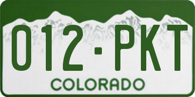 CO license plate 012PKT