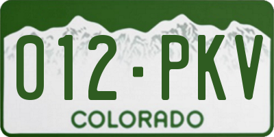 CO license plate 012PKV