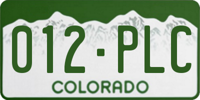 CO license plate 012PLC