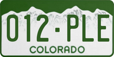 CO license plate 012PLE