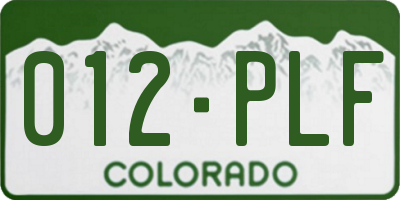 CO license plate 012PLF