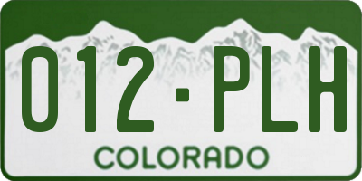 CO license plate 012PLH