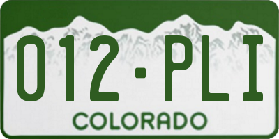 CO license plate 012PLI