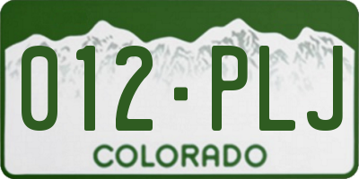 CO license plate 012PLJ