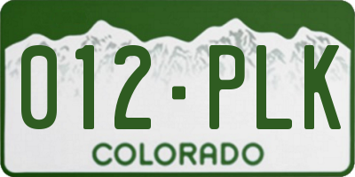 CO license plate 012PLK