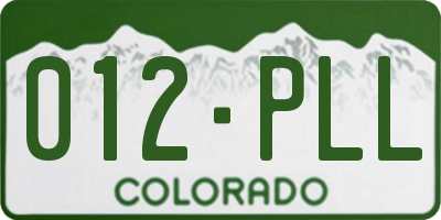 CO license plate 012PLL