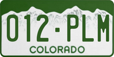 CO license plate 012PLM