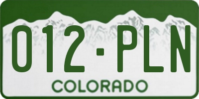 CO license plate 012PLN