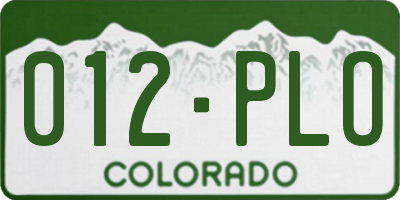 CO license plate 012PLO