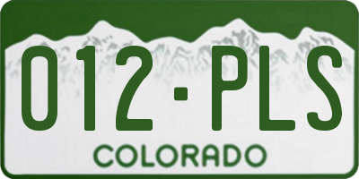 CO license plate 012PLS