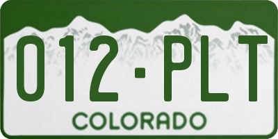 CO license plate 012PLT