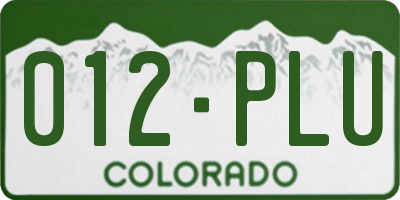 CO license plate 012PLU