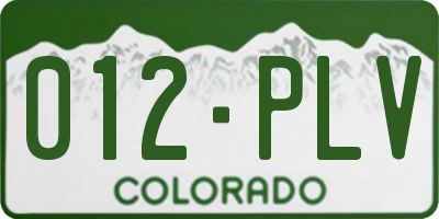 CO license plate 012PLV