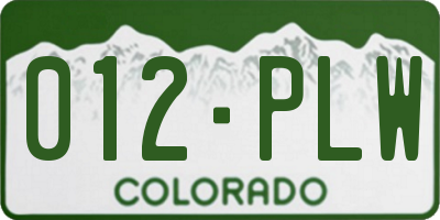 CO license plate 012PLW