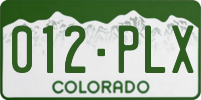 CO license plate 012PLX