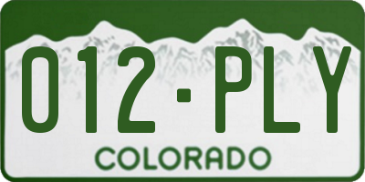 CO license plate 012PLY