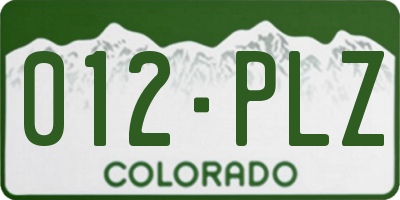 CO license plate 012PLZ