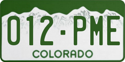 CO license plate 012PME