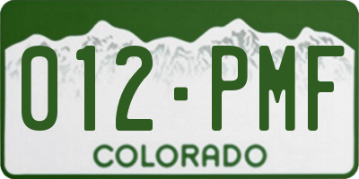CO license plate 012PMF