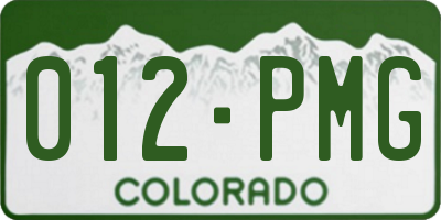 CO license plate 012PMG