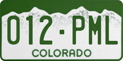 CO license plate 012PML