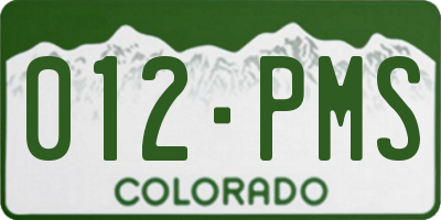 CO license plate 012PMS