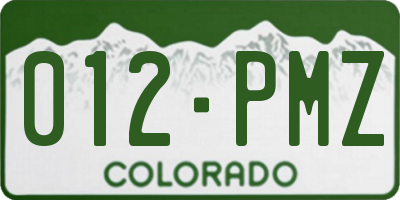 CO license plate 012PMZ