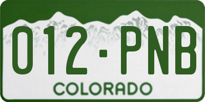 CO license plate 012PNB