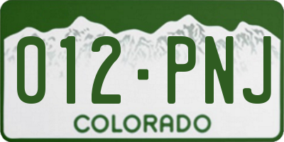CO license plate 012PNJ