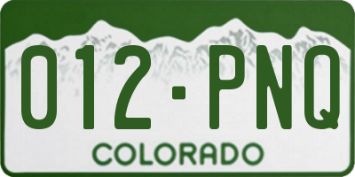 CO license plate 012PNQ
